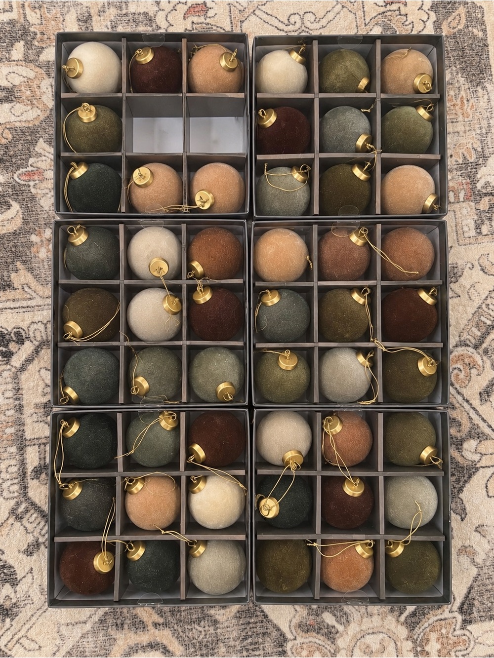 West Elm 51-Piece Velvet Ball Christmas Ornament Set Gold Bronze Neutral